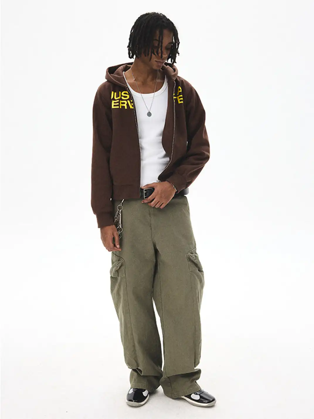 CRICLE CAGE | Letter Print Zip-Up Sweatshirt