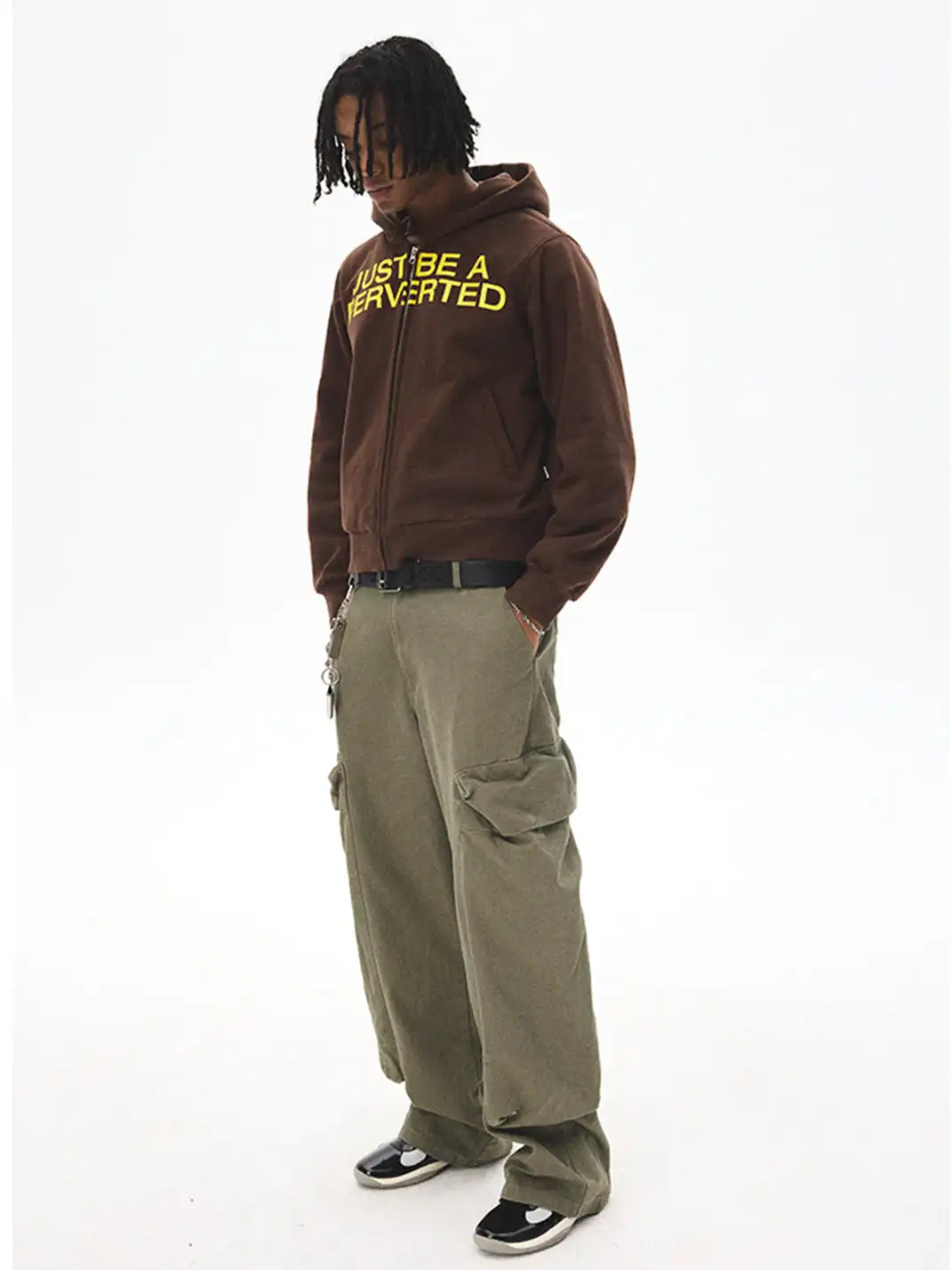 CRICLE CAGE | Letter Print Zip-Up Sweatshirt