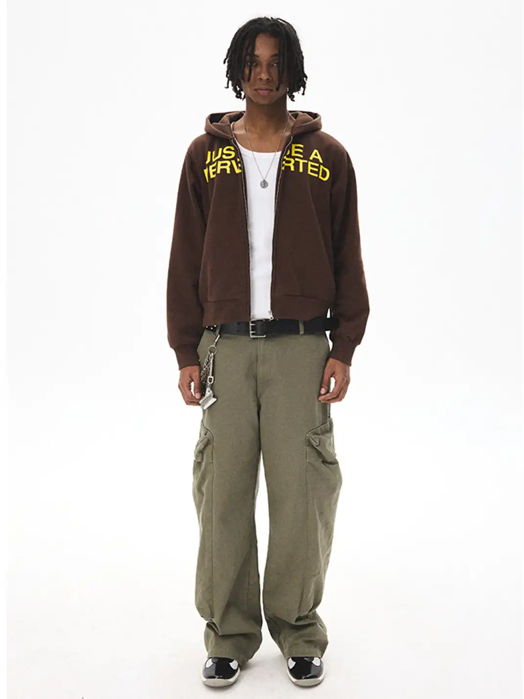 CRICLE CAGE | Letter Print Zip-Up Sweatshirt