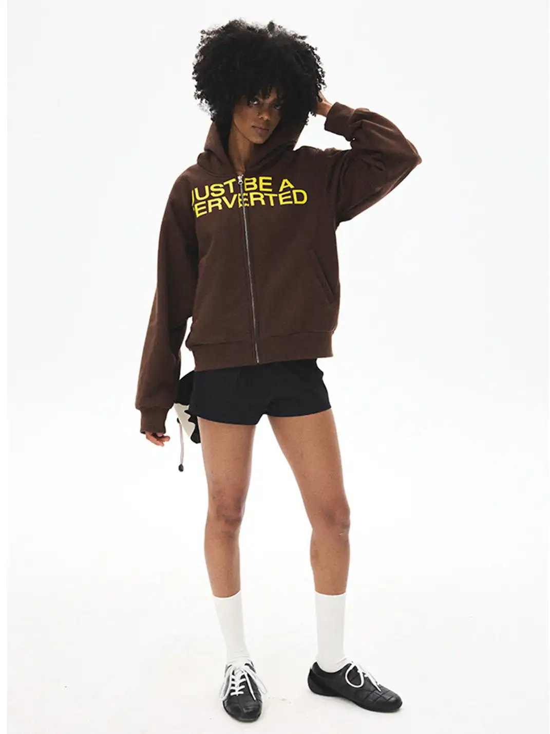 CRICLE CAGE | Letter Print Zip-Up Sweatshirt