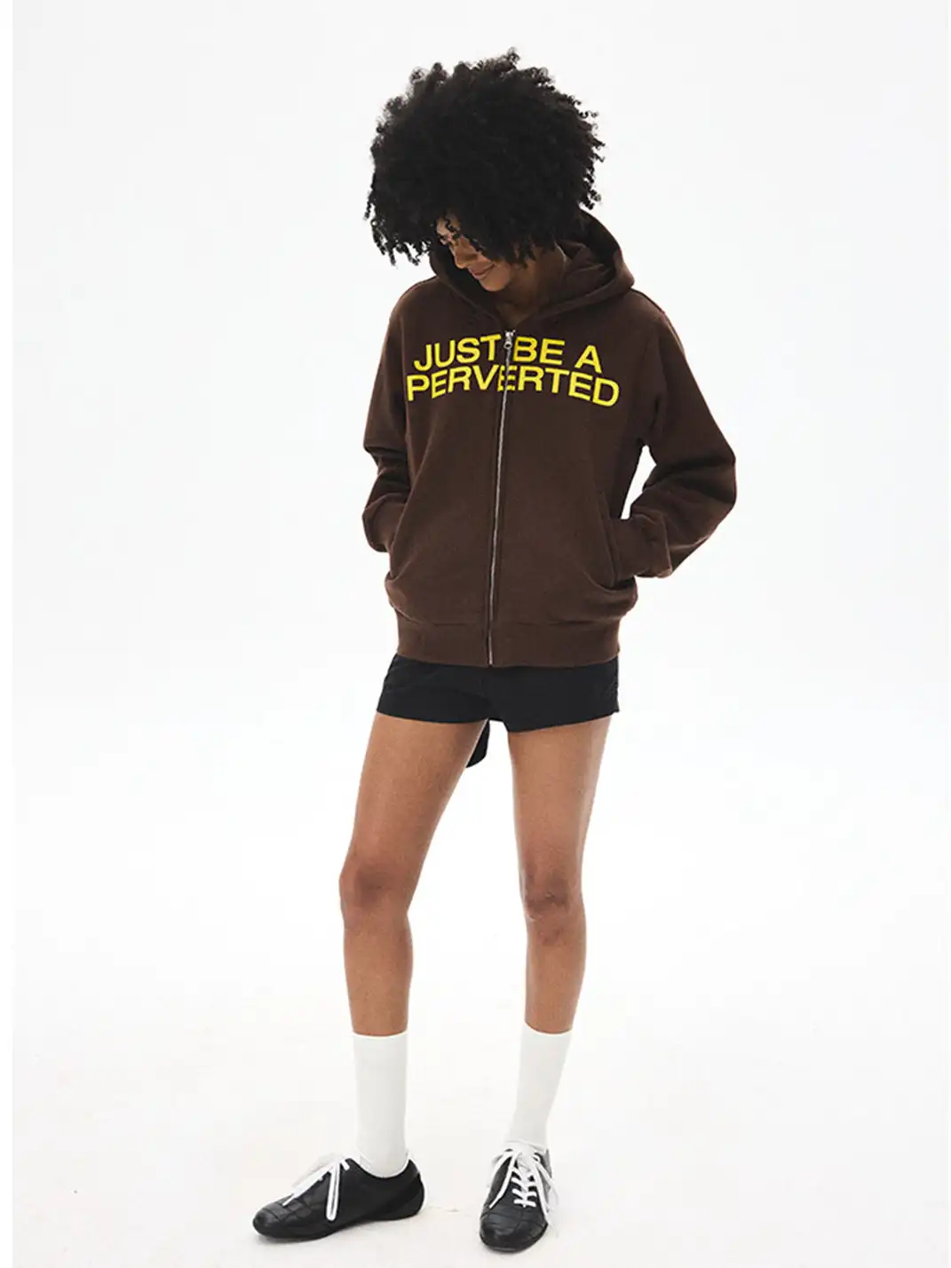 CRICLE CAGE | Letter Print Zip-Up Sweatshirt