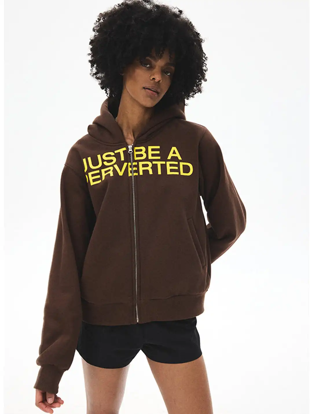 CRICLE CAGE | Letter Print Zip-Up Sweatshirt