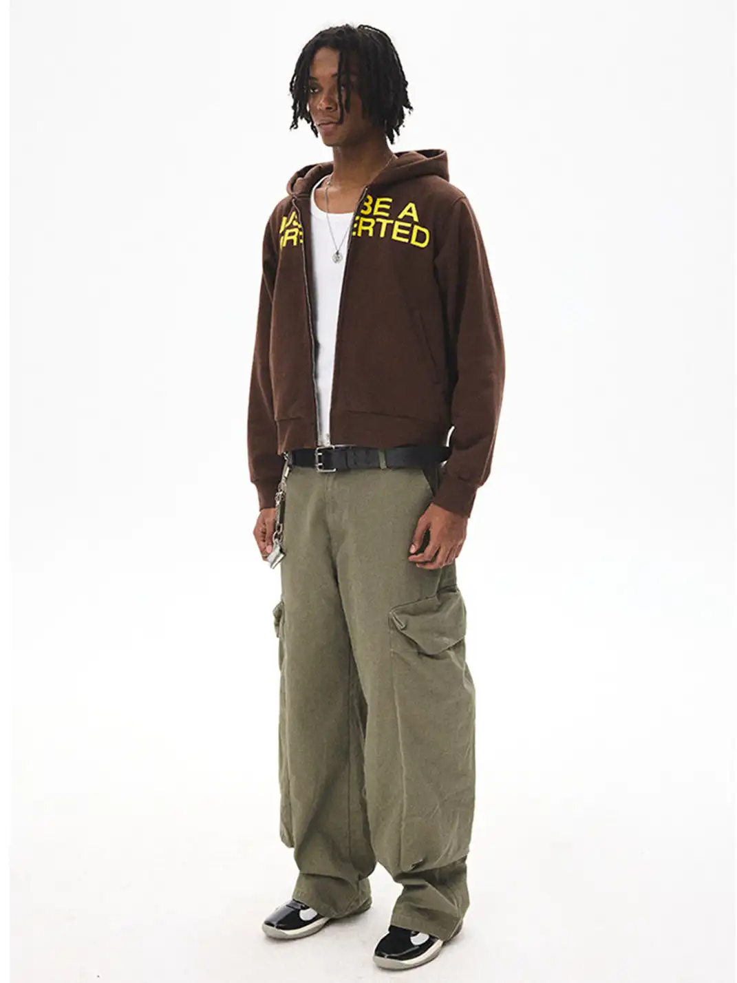 CRICLE CAGE | Letter Print Zip-Up Sweatshirt