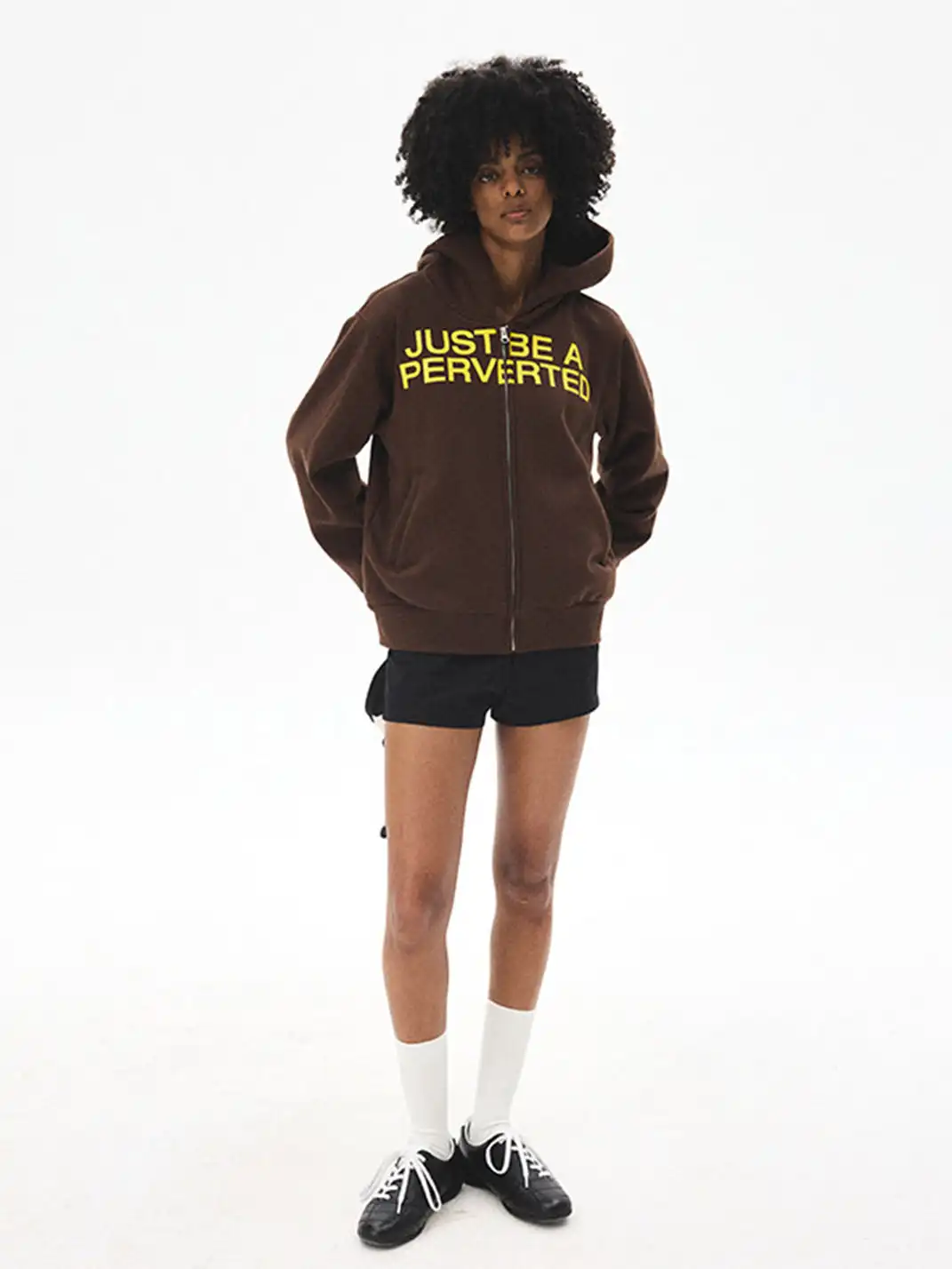 CRICLE CAGE | Letter Print Zip-Up Sweatshirt