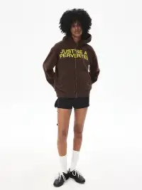 CRICLE CAGE | Letter Print Zip-Up Sweatshirt
