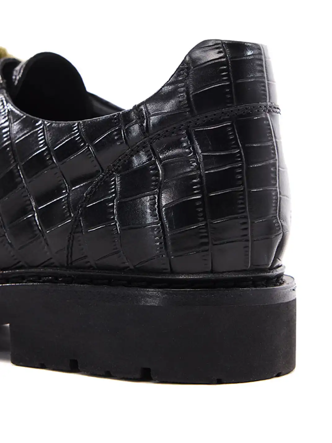 CRICLE CAGE | Crocodile-Embossed Genuine Leather Shoes