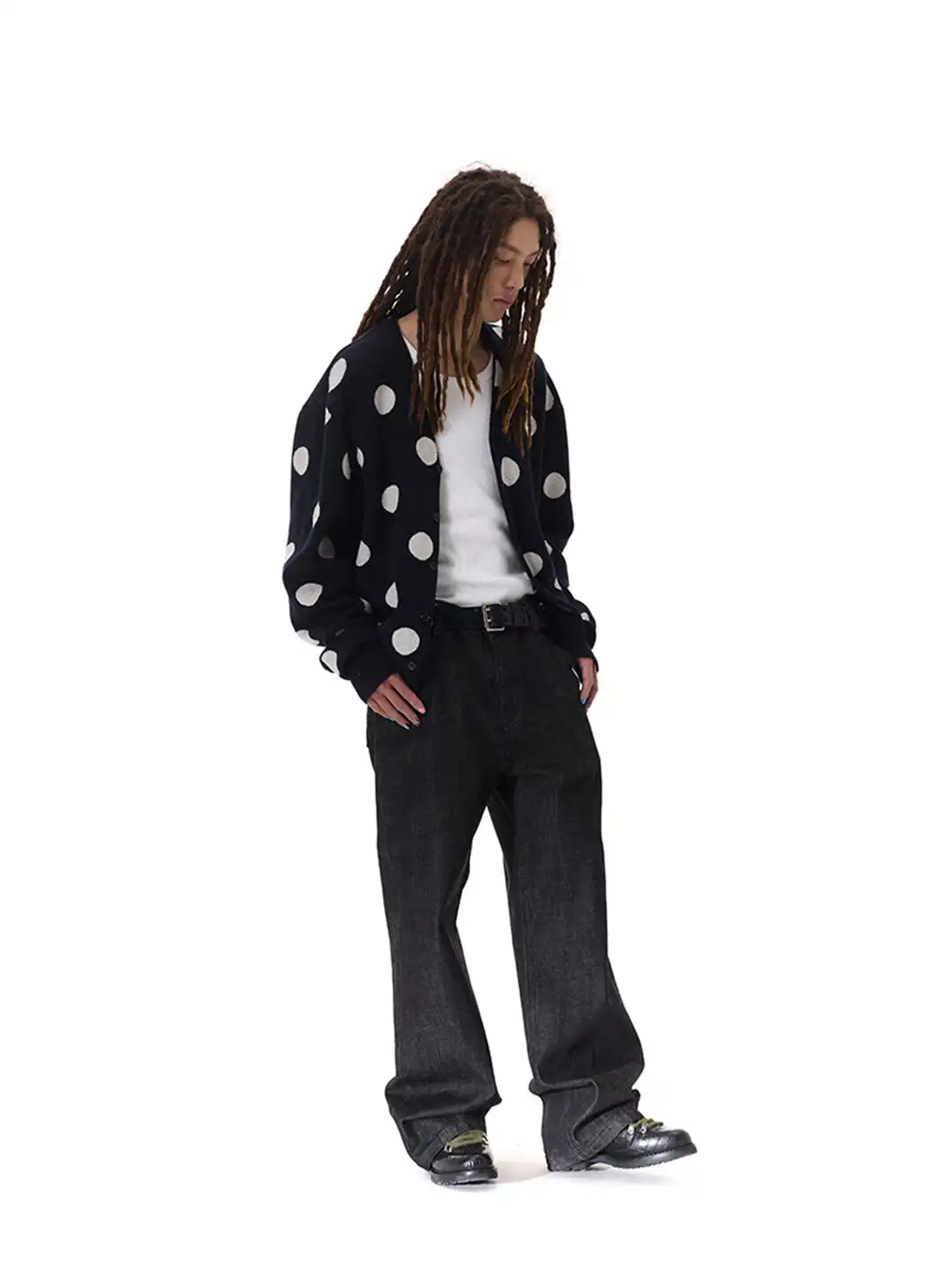 CRICLE CAGE | Polka Dot Knitted Long-Sleeved Sweater