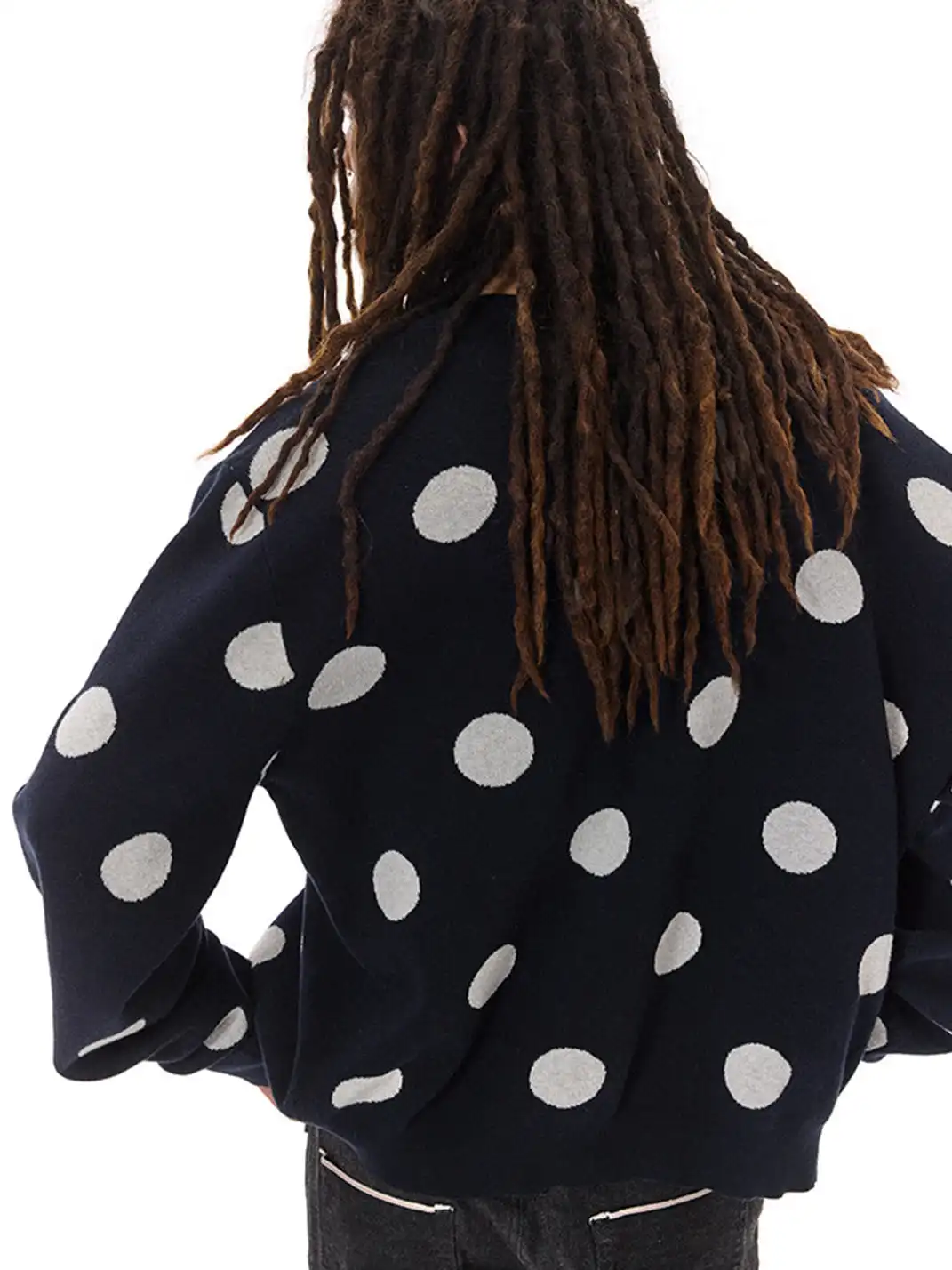 CRICLE CAGE | Polka Dot Knitted Long-Sleeved Sweater
