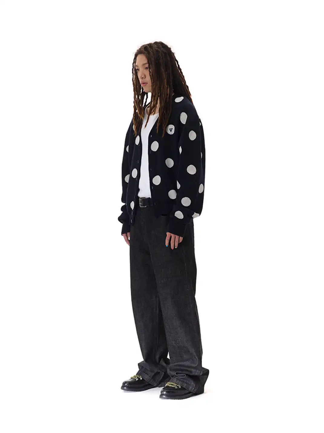 CRICLE CAGE | Polka Dot Knitted Long-Sleeved Sweater
