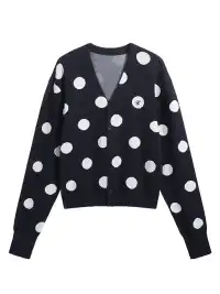 CRICLE CAGE | Polka Dot Knitted Long-Sleeved Sweater