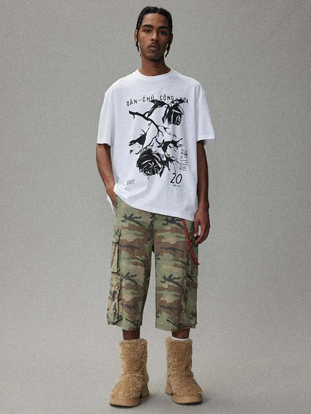 CRICLE CAGE | Camouflage Four-Pocket Straight-Leg Shorts