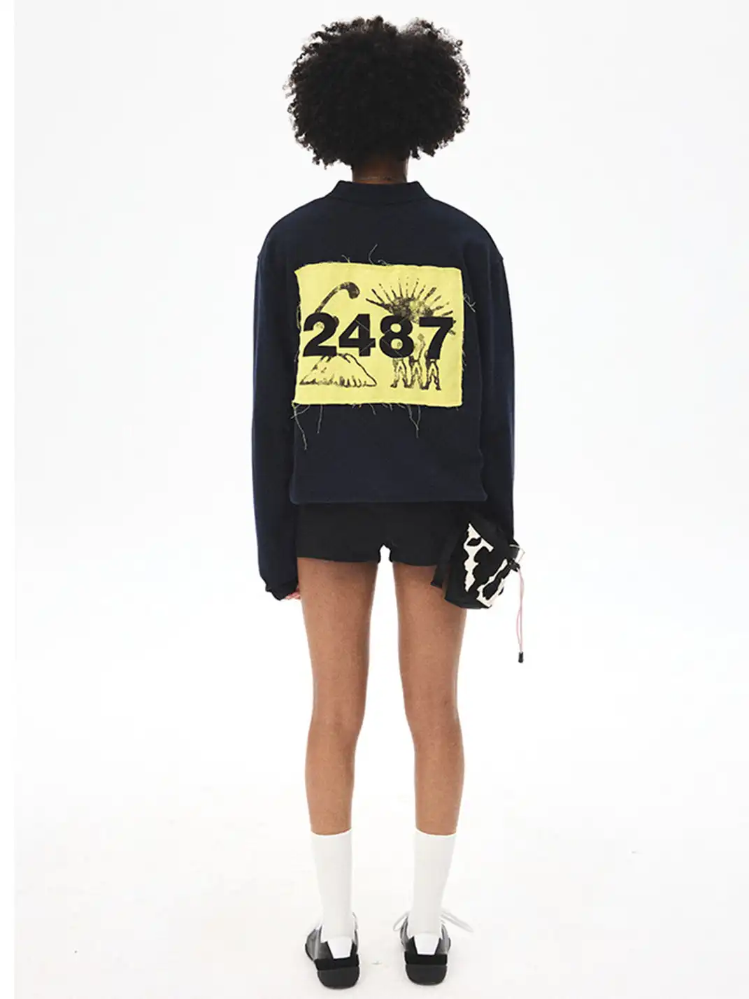 CRICLE CAGE | Appliqué Digital Long-Sleeve Polo Shirt