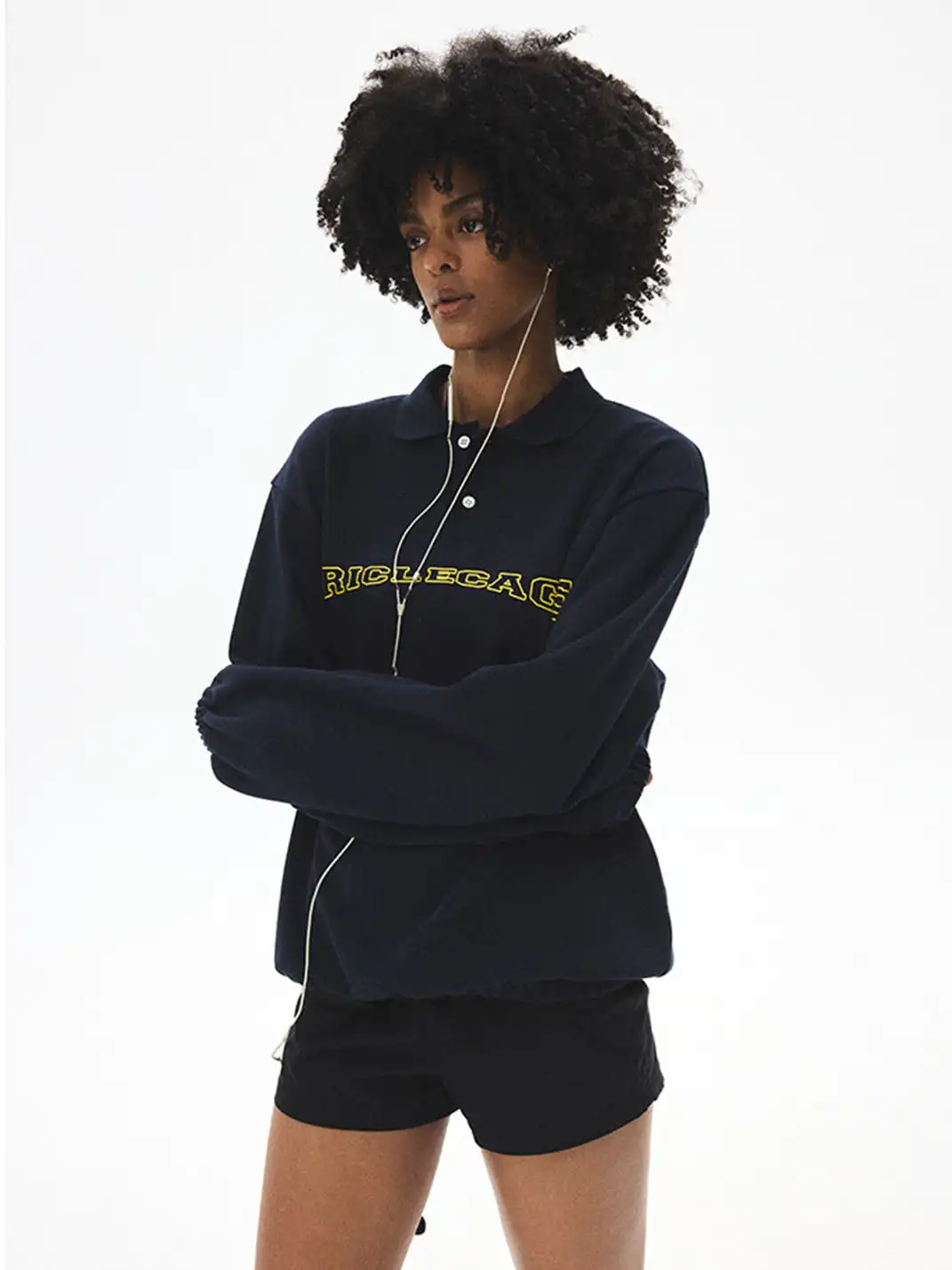 CRICLE CAGE | Appliqué Digital Long-Sleeve Polo Shirt