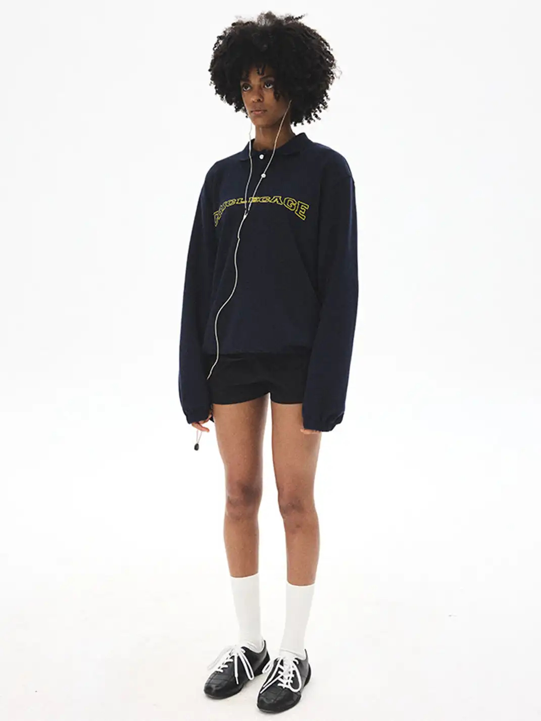 CRICLE CAGE | Appliqué Digital Long-Sleeve Polo Shirt