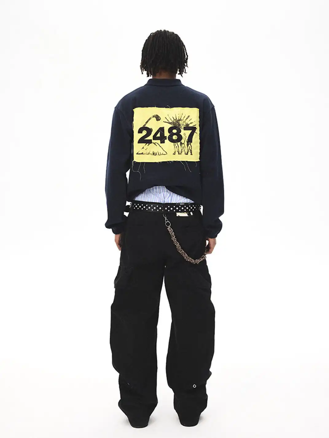 CRICLE CAGE | Appliqué Digital Long-Sleeve Polo Shirt