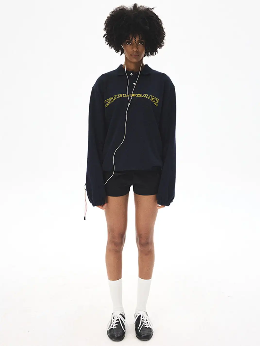 CRICLE CAGE | Appliqué Digital Long-Sleeve Polo Shirt