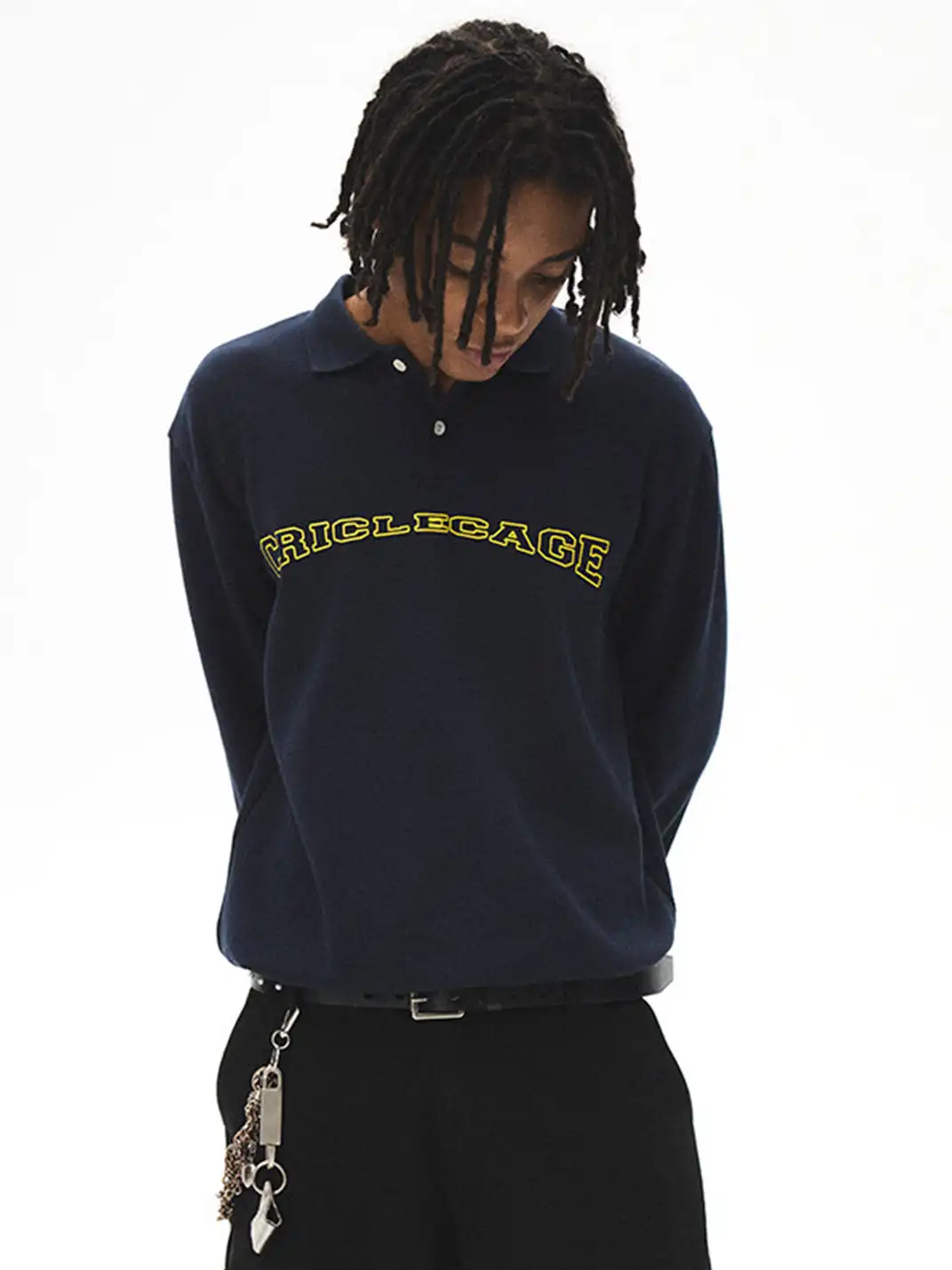 CRICLE CAGE | Appliqué Digital Long-Sleeve Polo Shirt