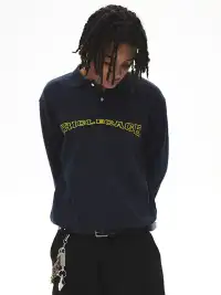 CRICLE CAGE | Appliqué Digital Long-Sleeve Polo Shirt