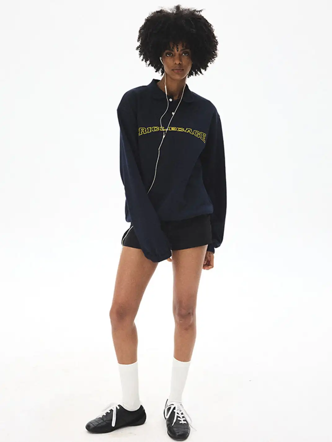 CRICLE CAGE | Appliqué Digital Long-Sleeve Polo Shirt