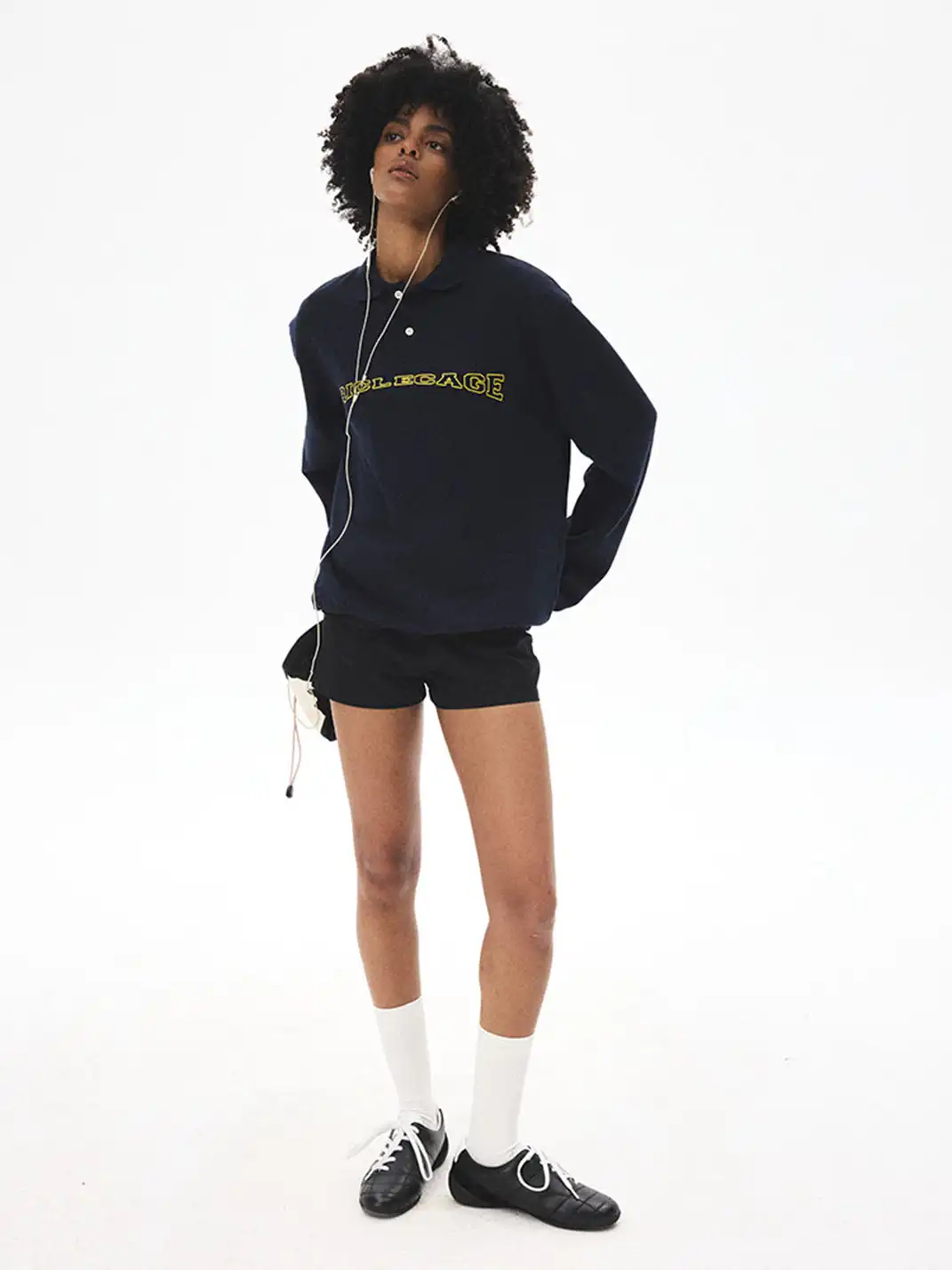 CRICLE CAGE | Appliqué Digital Long-Sleeve Polo Shirt