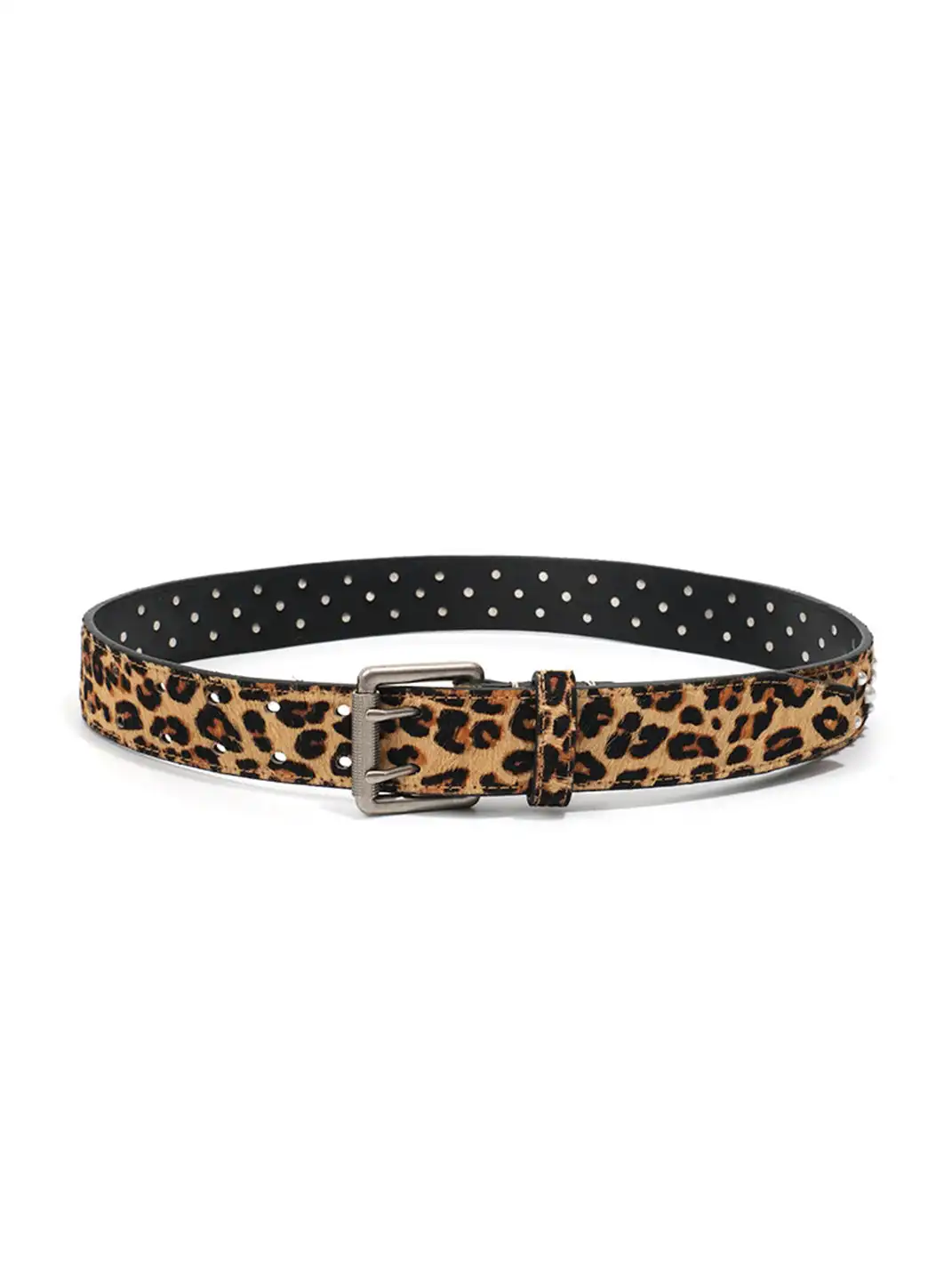 CRICLE CAGE | Genuine Leather Pearl Studded Double Needle Belt