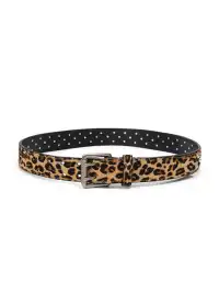 CRICLE CAGE | Genuine Leather Pearl Studded Double Needle Belt