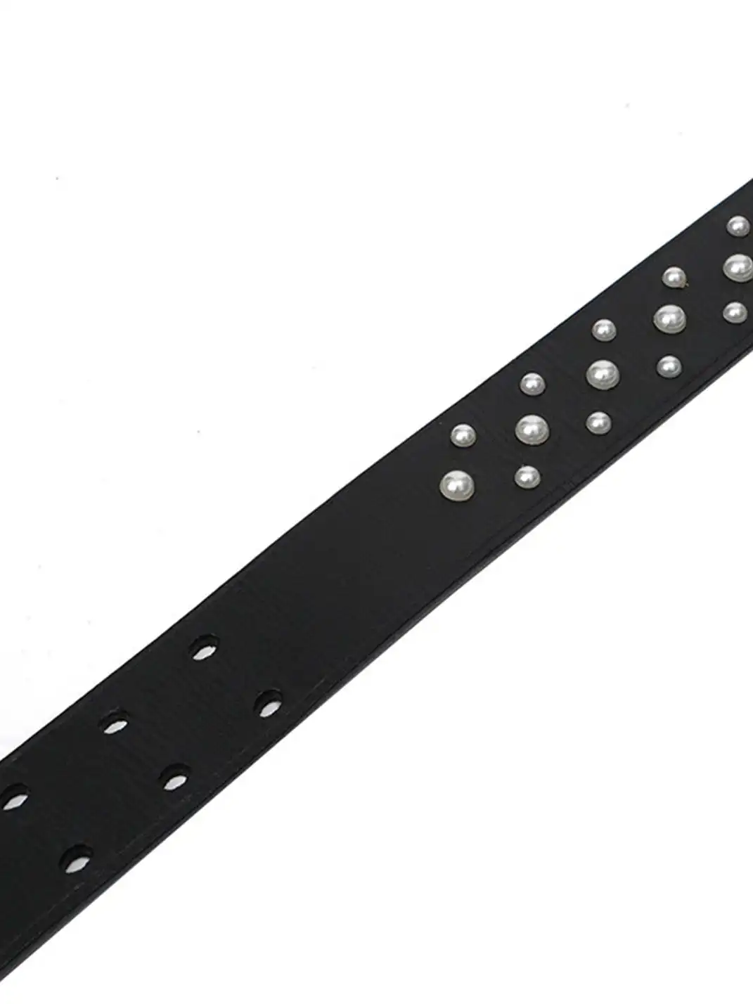 CRICLE CAGE | Genuine Leather Pearl Studded Double Needle Belt
