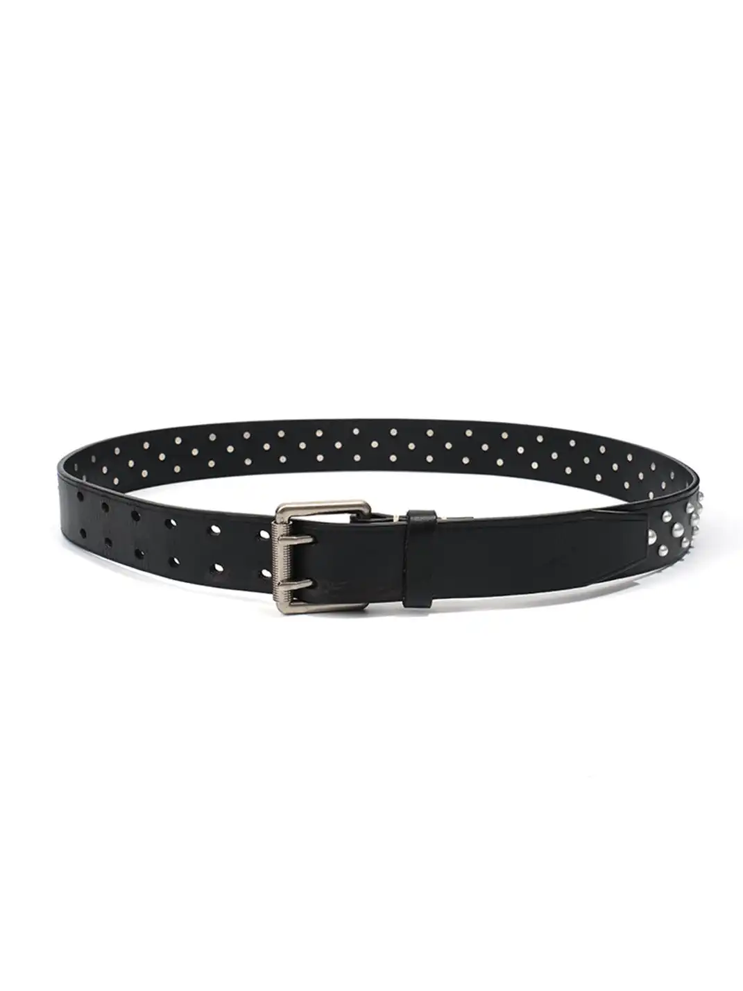 CRICLE CAGE | Genuine Leather Pearl Studded Double Needle Belt