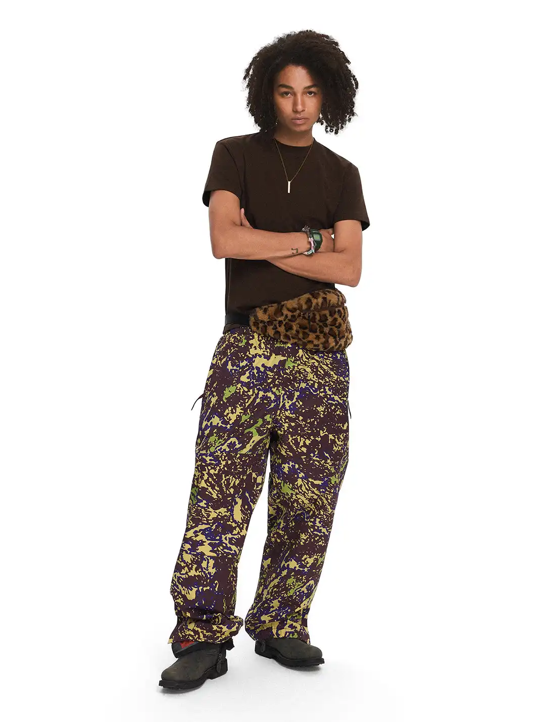 CRICLE CAGE | Camouflage Nylon Mesh Zipper Pants