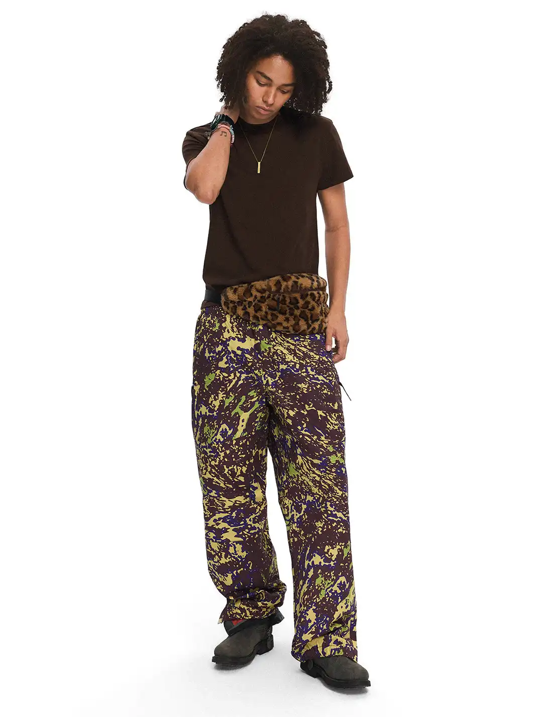 CRICLE CAGE | Camouflage Nylon Mesh Zipper Pants