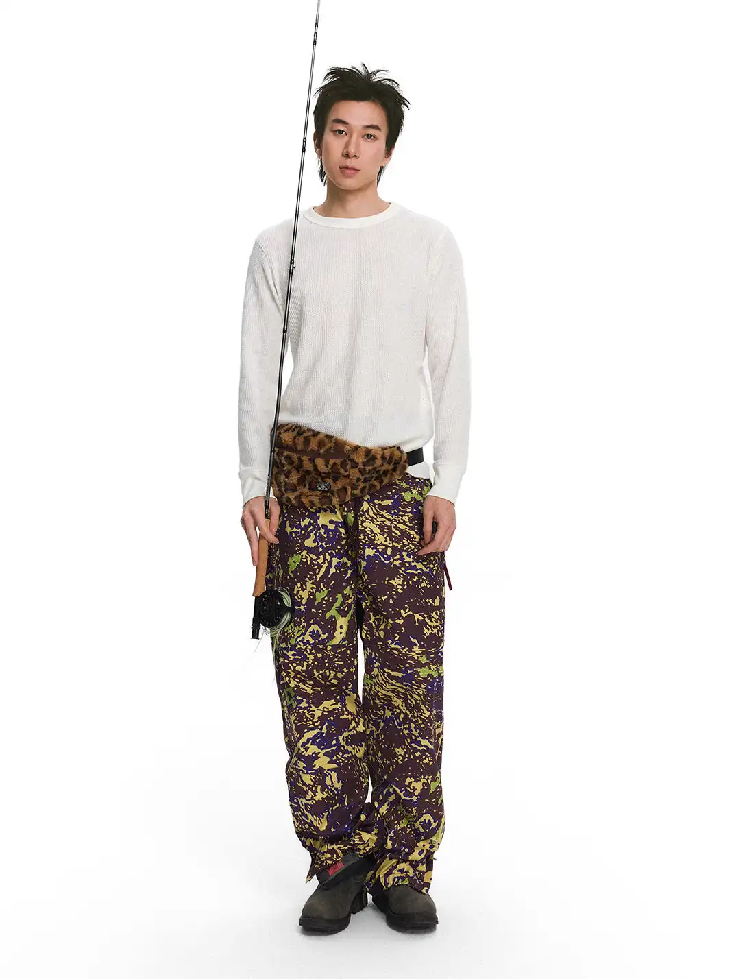 CRICLE CAGE | Camouflage Nylon Mesh Zipper Pants