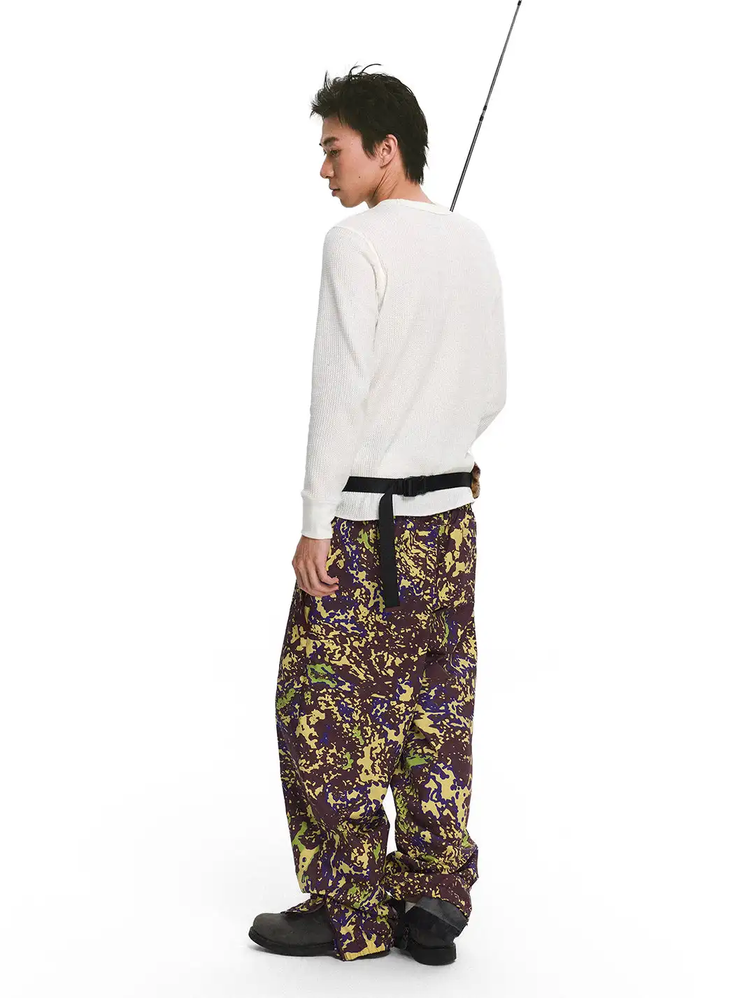 CRICLE CAGE | Camouflage Nylon Mesh Zipper Pants