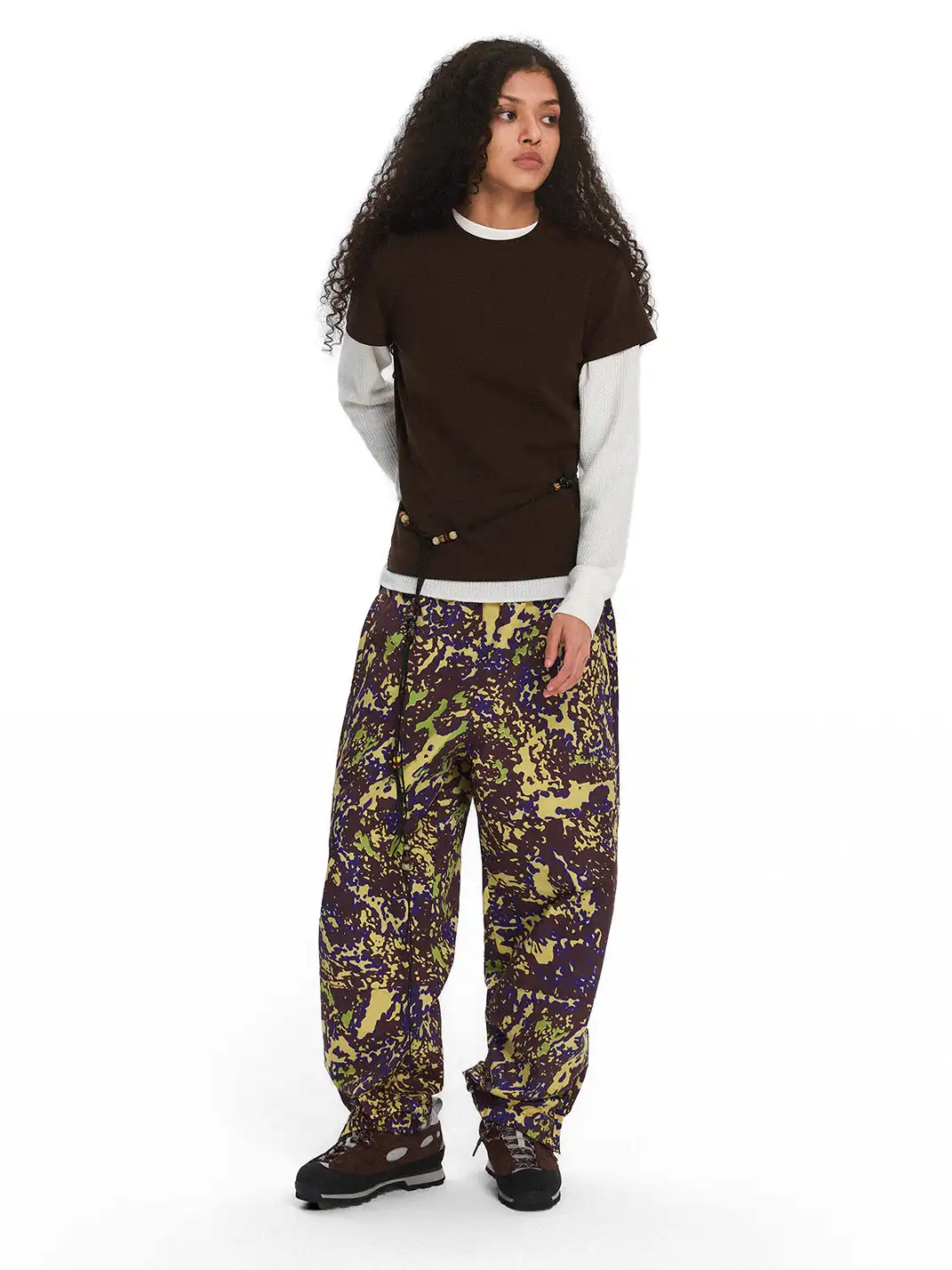 CRICLE CAGE | Camouflage Nylon Mesh Zipper Pants