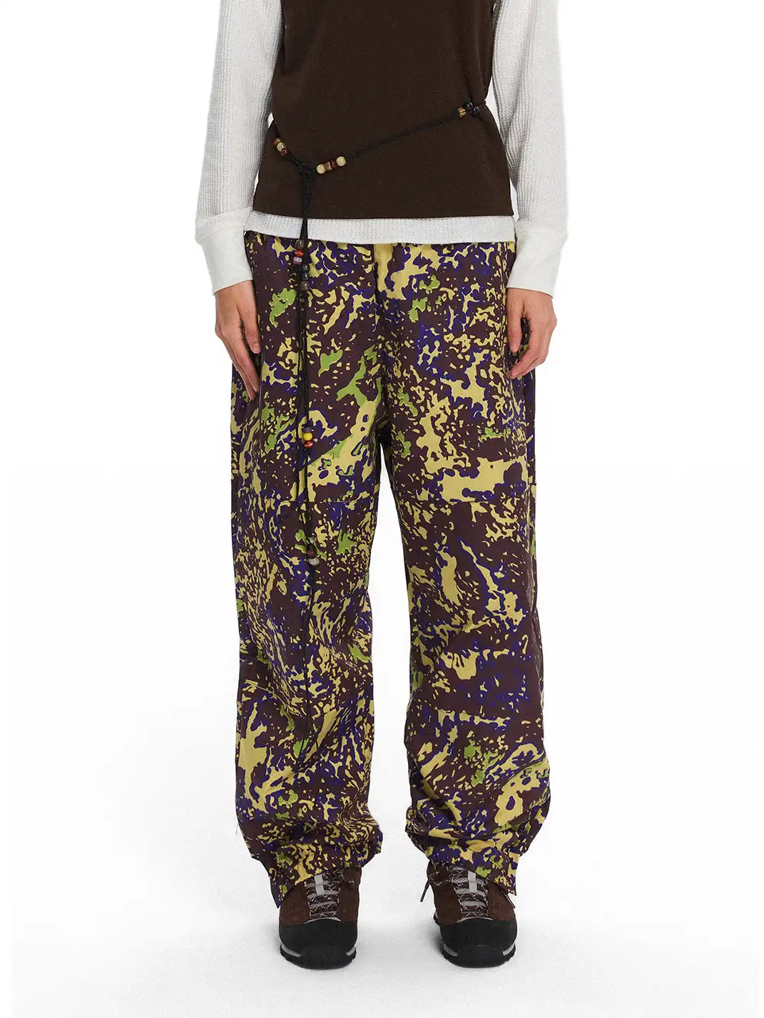 CRICLE CAGE | Camouflage Nylon Mesh Zipper Pants