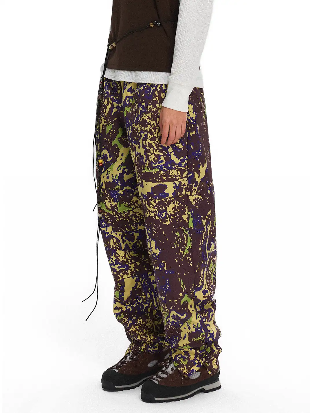 CRICLE CAGE | Camouflage Nylon Mesh Zipper Pants