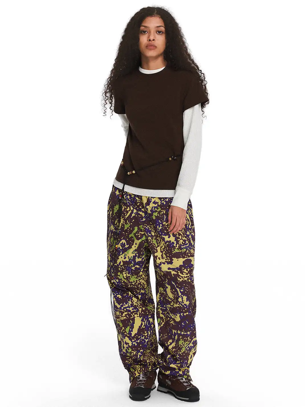 CRICLE CAGE | Camouflage Nylon Mesh Zipper Pants