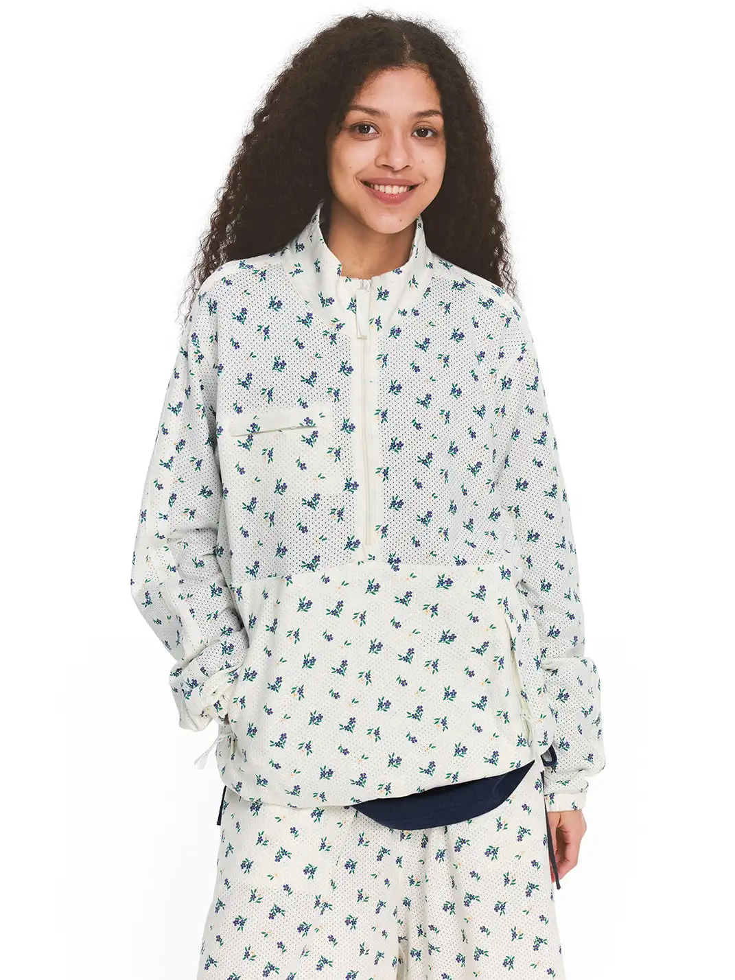CRICLE CAGE | Floral Mesh Stand-Up Collar Jacket