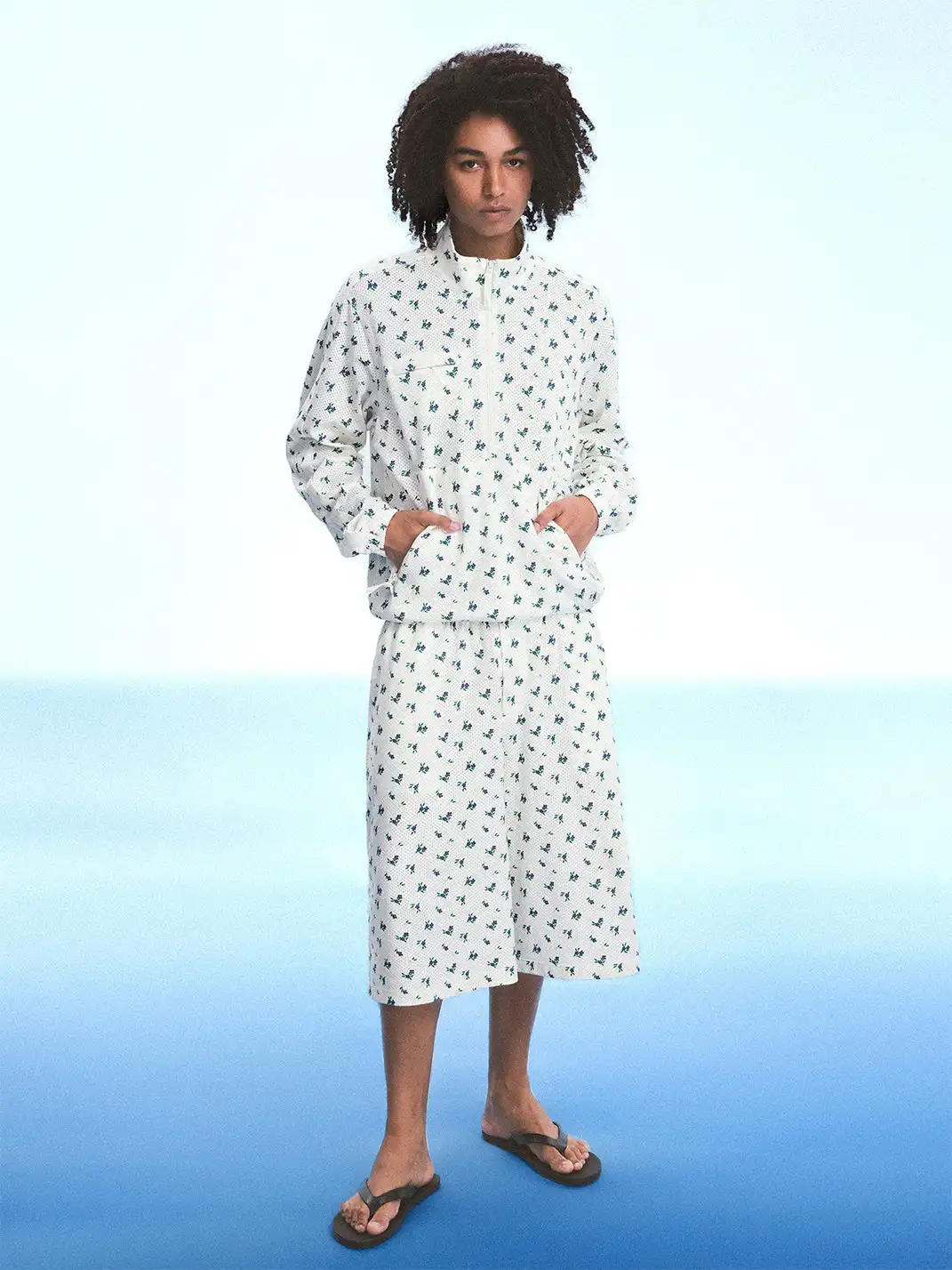 CRICLE CAGE | Floral Mesh Stand-Up Collar Jacket