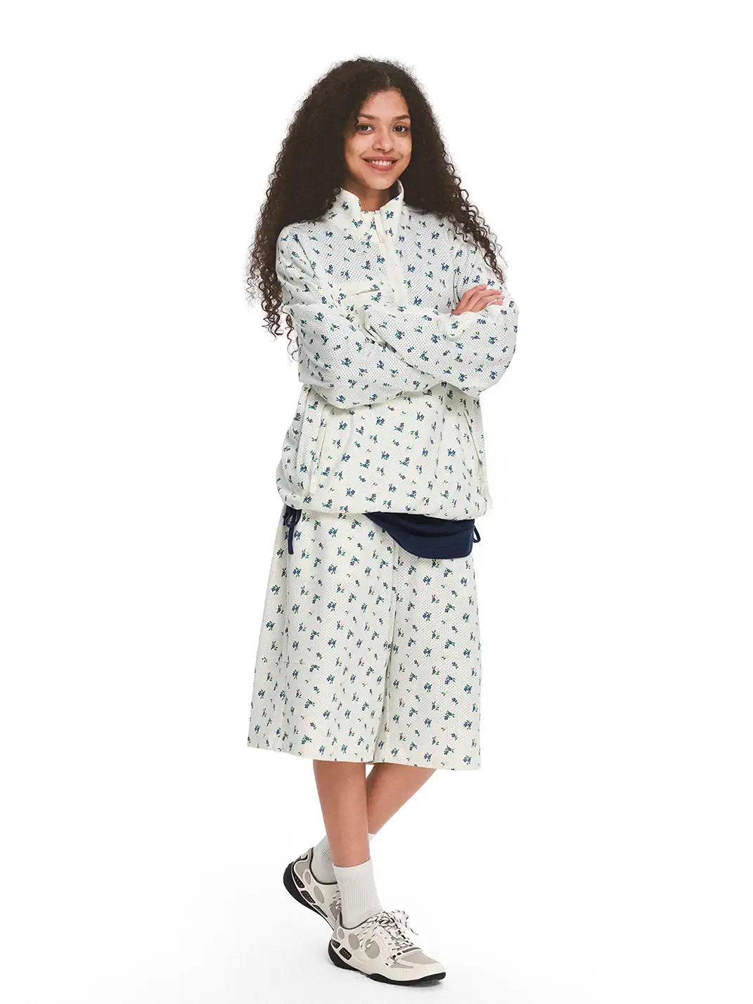 CRICLE CAGE | Floral Mesh Stand-Up Collar Jacket