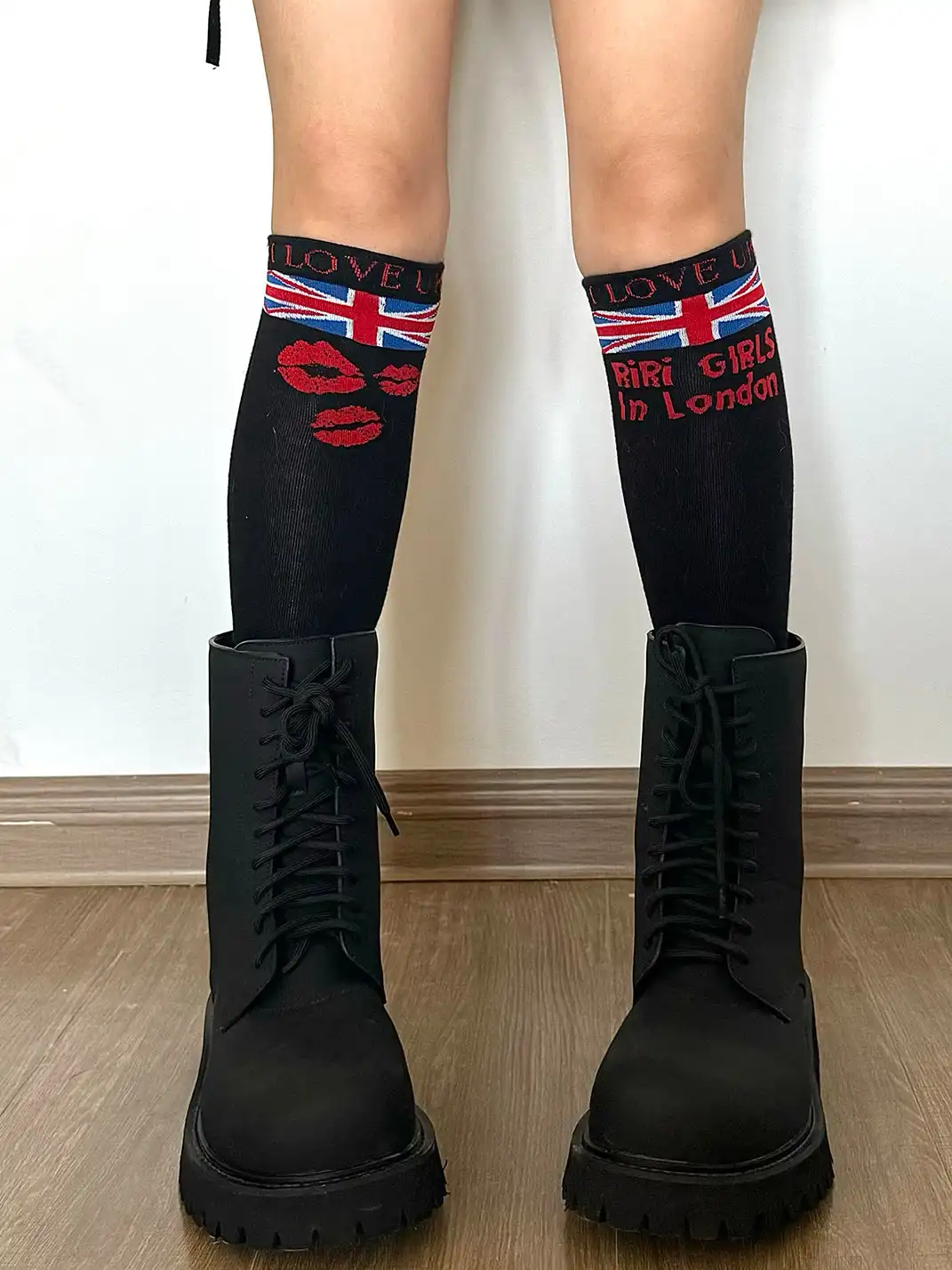 Riri Girls | Black Lip Print Knitted Leggings