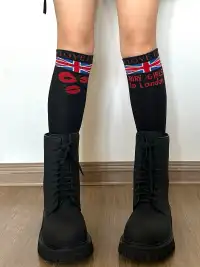 Riri Girls | Black Lip Print Knitted Leggings