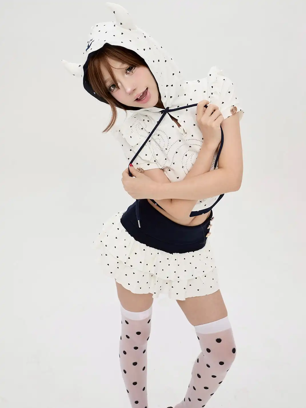 Riri Girls | Heart-Print Puff-Sleeve Mini Skirt Set