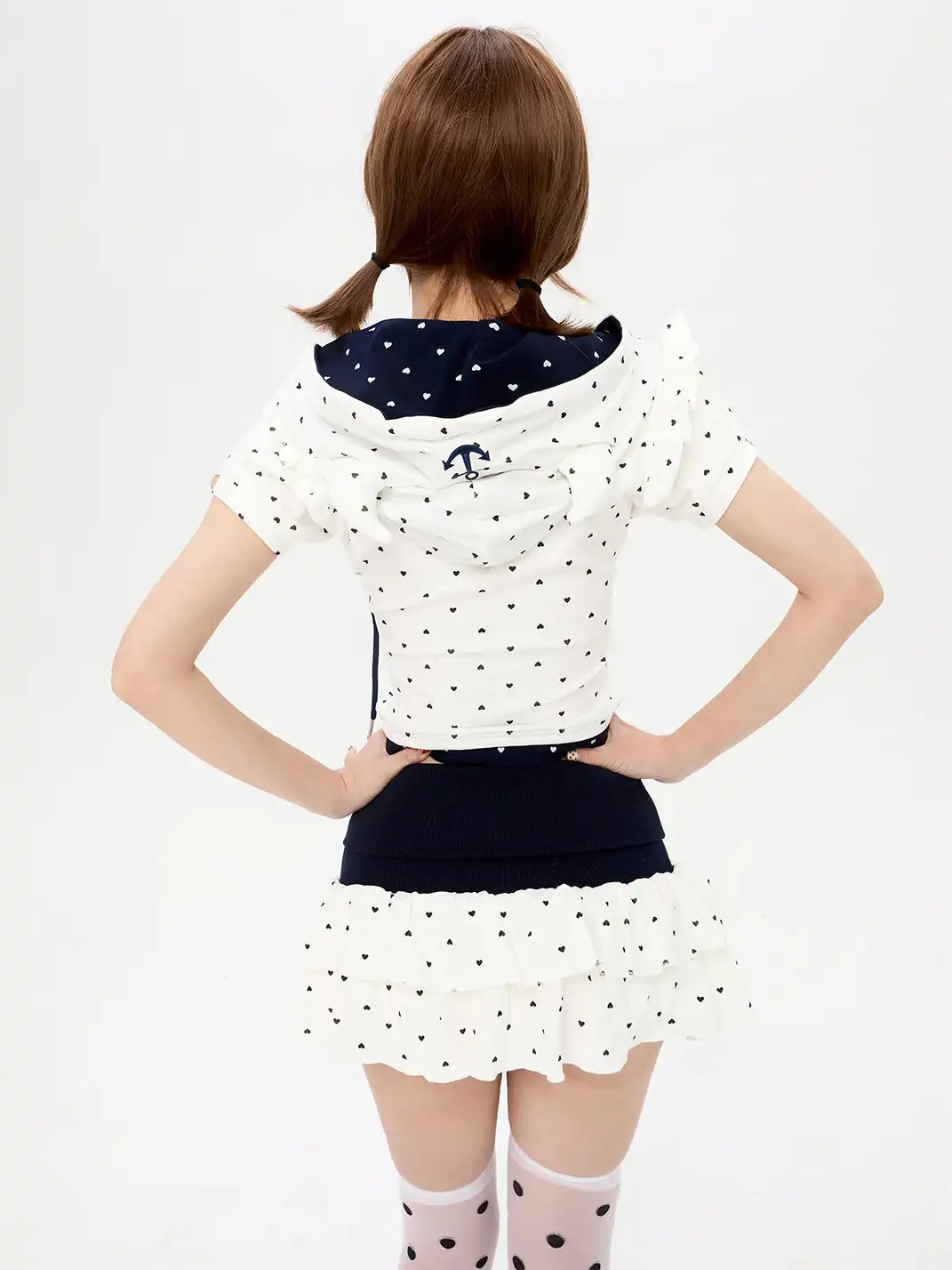 Riri Girls | Heart-Print Puff-Sleeve Mini Skirt Set
