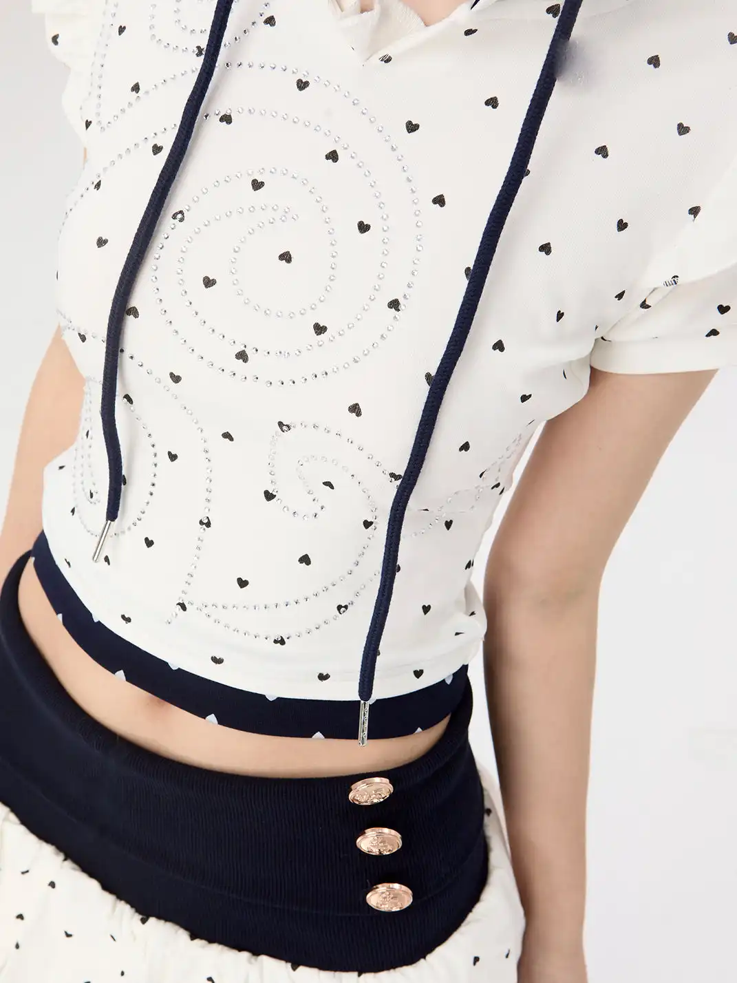 Riri Girls | Heart-Print Puff-Sleeve Mini Skirt Set