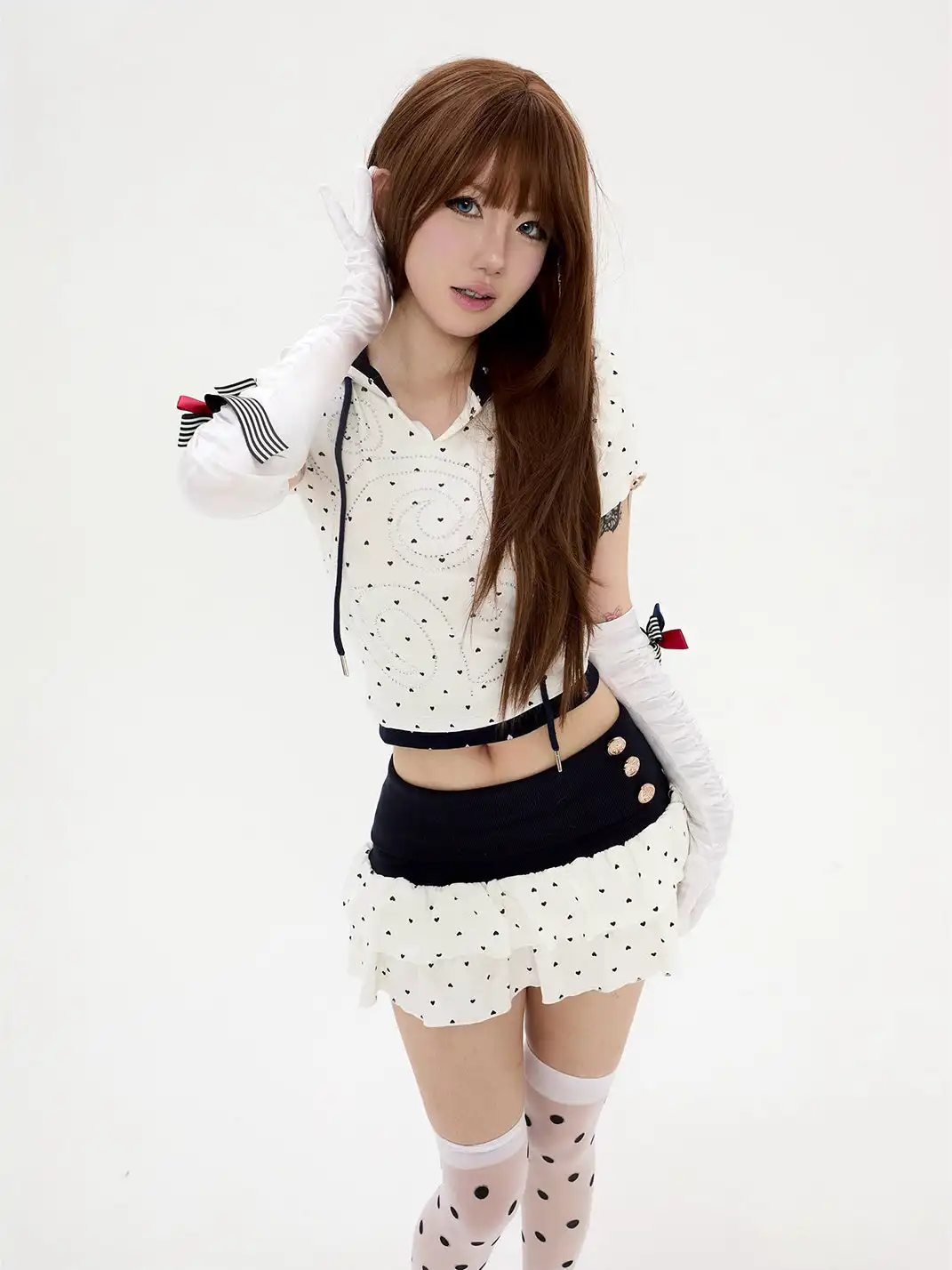 Riri Girls | Heart-Print Puff-Sleeve Mini Skirt Set