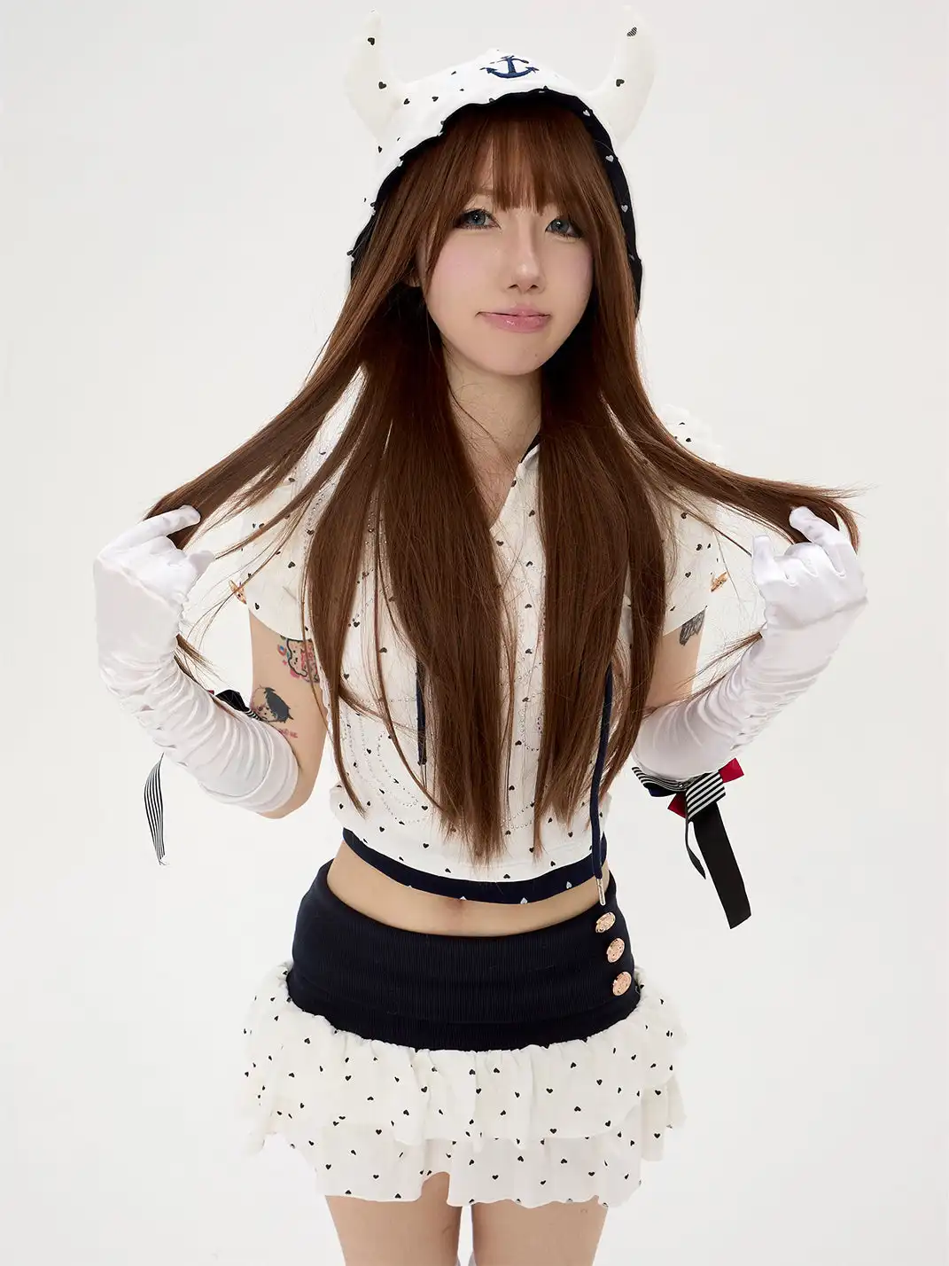 Riri Girls | Heart-Print Puff-Sleeve Mini Skirt Set
