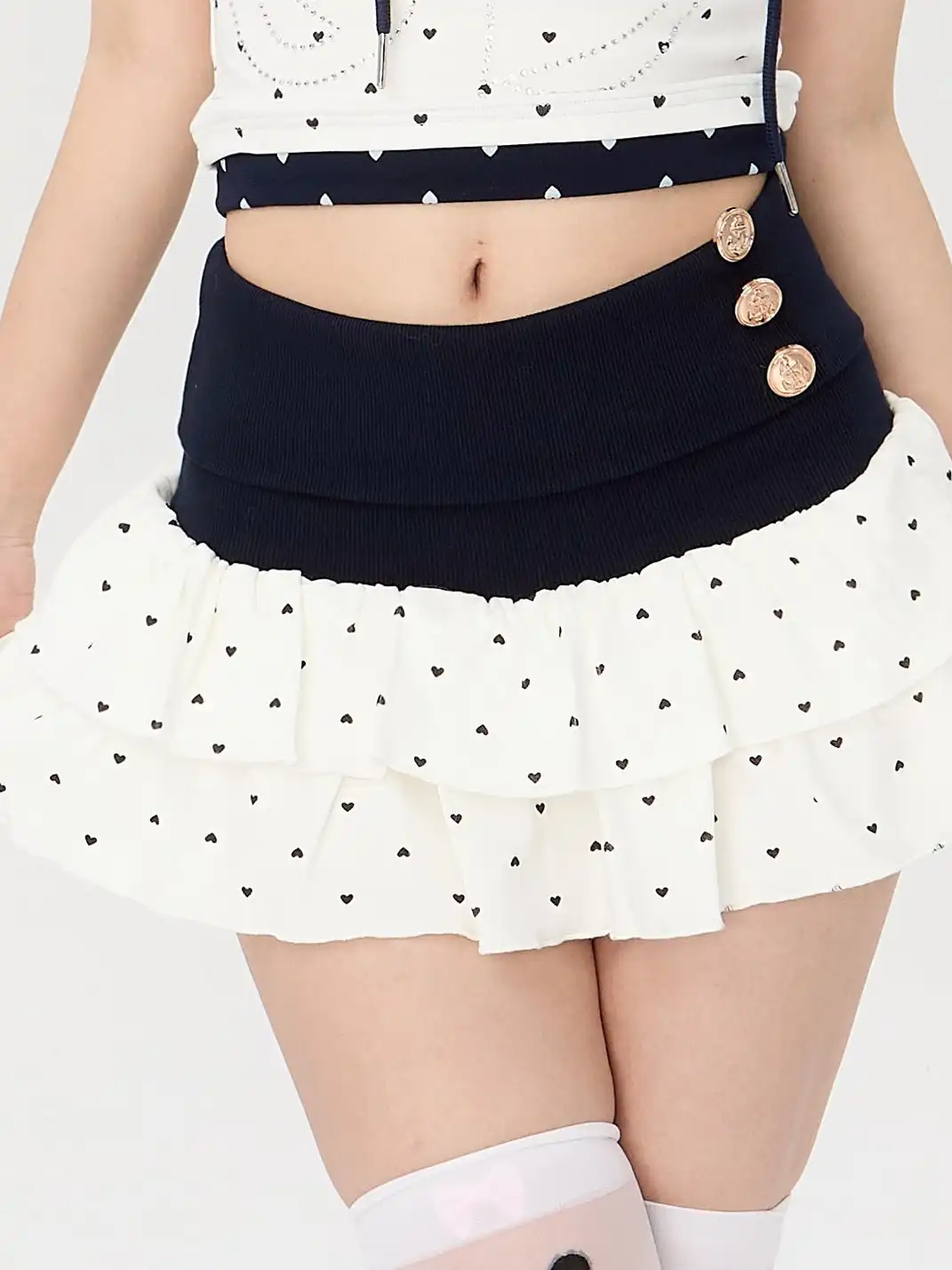Riri Girls | Heart-Print Puff-Sleeve Mini Skirt Set