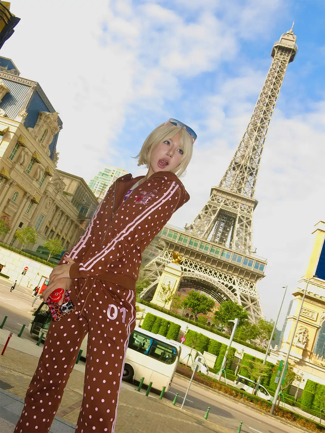 Riri Girls | Pink Polka Dot Y2K Brown Tracksuit
