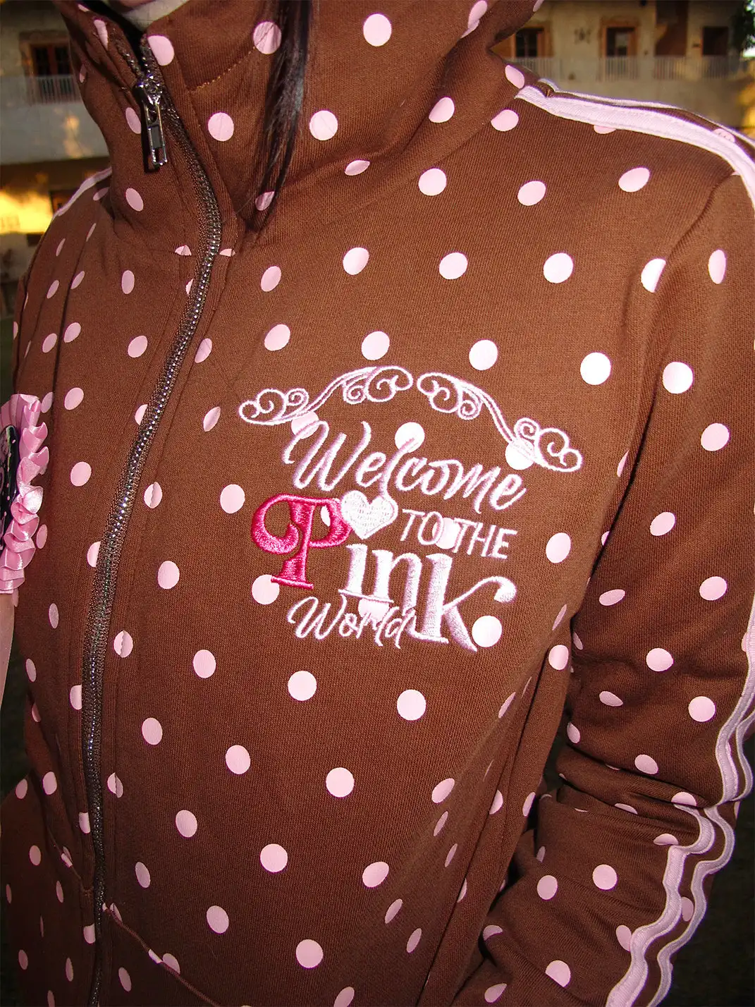 Riri Girls | Pink Polka Dot Y2K Brown Tracksuit