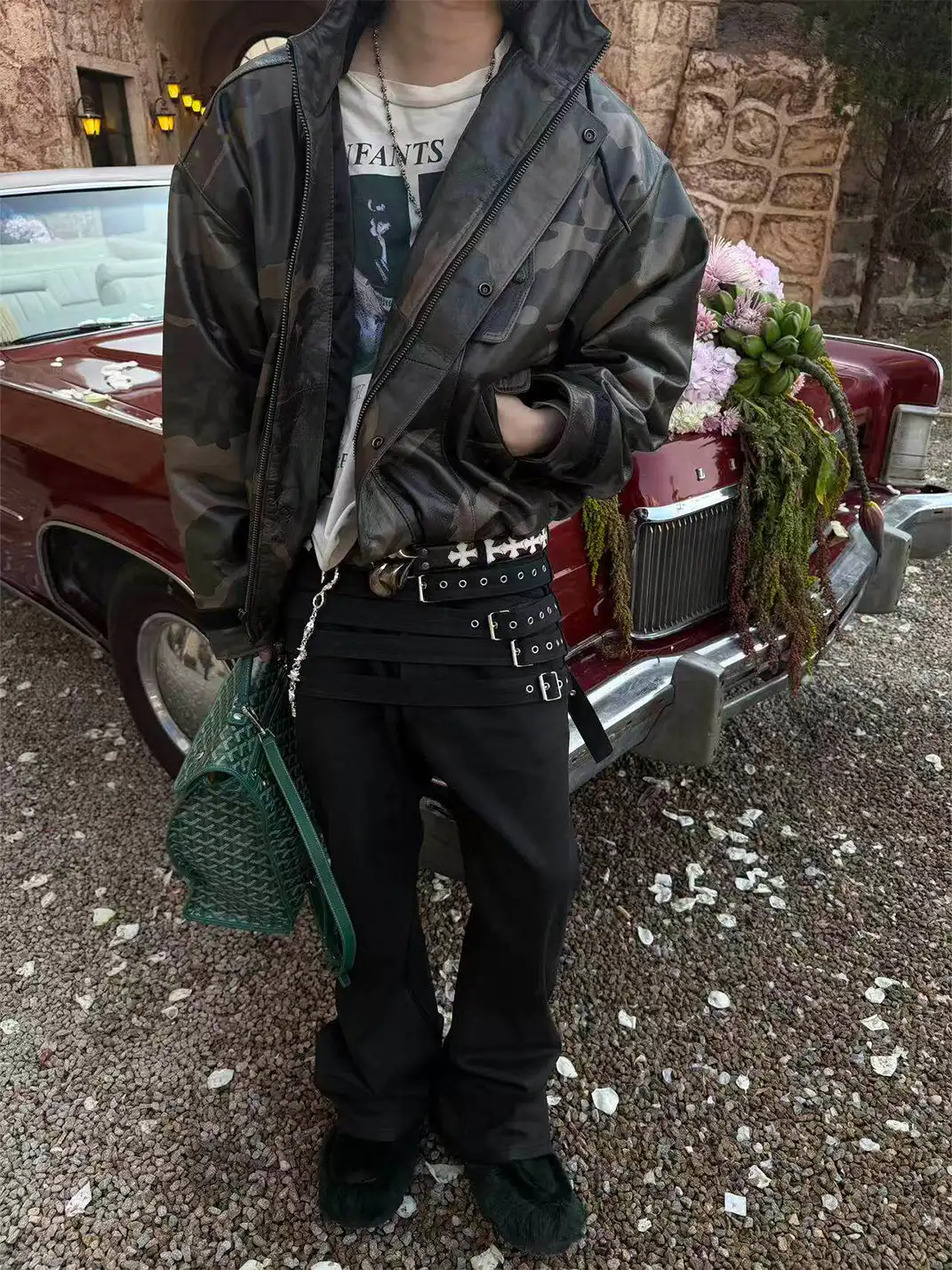 DEAV | Lace-Up Flared Jeans With Wax Coating